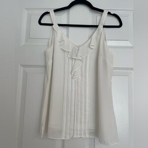 White House Black Market Ivory Ruffle Camisole
